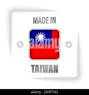 Grafica ed etichetta Made in Taiwan. Elemento di impatto per l'uso che si desidera fare di esso. Illustrazione Vettoriale