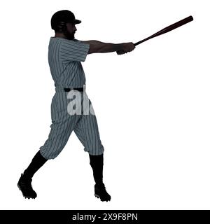 Silhouette del giocatore di baseball su sfondo bianco Foto Stock