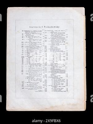 Spartiti vintage Pyotr Ilyich Tchaikovsky Opus 60, dell'Impero Russo, 1886. Foto Stock