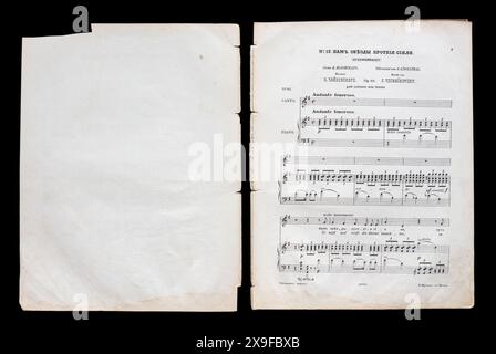 Spartiti vintage Pyotr Ilyich Tchaikovsky Opus 60, dell'Impero Russo, 1886. Foto Stock