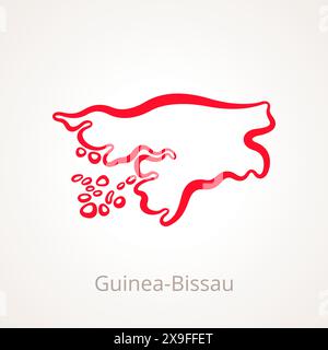 Mappa della Guinea-Bissau contrassegnata con una linea rossa. Illustrazione Vettoriale