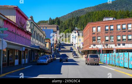 Main Street a Ketchikan, Alaska Foto Stock