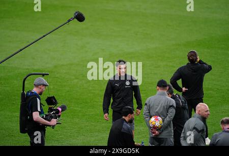 Jaydon Sancho del Borussia Dortmund durante una sessione di allenamento allo stadio Wembley di Londra, in vista della finale di Champions League di sabato 1 giugno. Data foto: Venerdì 31 maggio 2024. Foto Stock