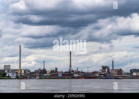 Chempark Krefeld-Uerdingen, nel parco chimico sul Reno, sono presenti circa 40 aziende, 3 parchi chimici nella NRW (Germania), Foto Stock