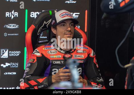 31 maggio 2024; autodromo Internazionale del Mugello, Scarperia e San Piero, Firenze, Italia; 2024 giornata di prove MotoGP italiana; Maverick Vinales/Aprilia Racing Foto Stock