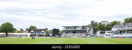 Una vista generale del terreno preso a Worcester, Regno Unito, davanti al Vitality Blast match tra Worcestershire Rapids e Lancashire Lightning il 31 maggio 2024, al Worcestershire County Cricket Club, New Road, Worcester Foto Stock