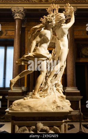 Roma, Italia - 28 dicembre 2023: Galleria Borghese, Apollo e Dafne di Gian Lorenzo Bernini, circa 1625. Marmo di Carrara, h. cm 243 Foto Stock