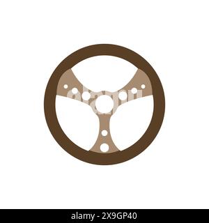 Logo Vector Simple sul volante. Volante di una vecchia vettura vettoriale. Illustrazione vettoriale di un volante semplice. Illustrazione Vettoriale