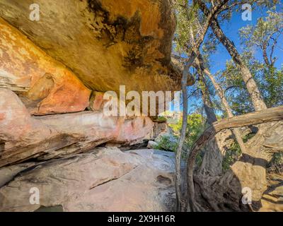 Sentiero escursionistico Sevilla Art Rock Trail, paesaggio secco con formazioni rocciose, Cederberg Mountains, vicino a Clanwilliam, Capo Occidentale, Sud Africa Foto Stock