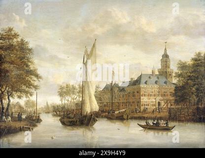 Dipinto del castello di Nijenrode sul Vecht vicino a Breukelen, opera dell'artista olandese Jacobus Storck, capolavoro d'arte Foto Stock