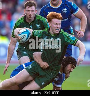 Dublino, Irlanda. 1 giugno 2024. Shane Jennings di Connacht con il pallone durante la partita del 18° turno del Campionato United Rugby tra Leinster Rugby e Connacht Rugby alla RDS Arena di Dublino, Irlanda, il 31 maggio 2024 (foto di Andrew SURMA/ Credit: SIPA USA/Alamy Live News Foto Stock