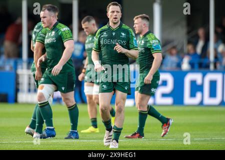 Dublino, Irlanda. 1 giugno 2024. Jack Carty di Connacht durante la partita del 18° round del United Rugby Championship tra Leinster Rugby e Connacht Rugby alla RDS Arena di Dublino, Irlanda, il 31 maggio 2024 (foto di Andrew SURMA/ Credit: SIPA USA/Alamy Live News Foto Stock