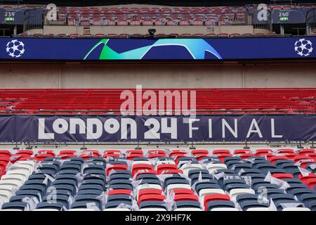 Londra, Regno Unito. 31 maggio 2024. Lo stadio di Wembley visto prima della finale di UEFA Champions League tra Borussia Dortmund e Real Madrid. Credito: SOPA Images Limited/Alamy Live News Foto Stock