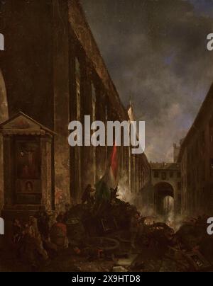 Storia dell'Italia. Cinque giorni di Milano. Rivolta dei cittadini di Milano contro l'occupazione austriaca. Si è giocato dal 18 al 22 marzo 1848: 'Combat at the colonne di San Lorenzo', di Ambrogio Fermini (1811-1883). Olio su tela, 1860. Museo del Risorgimento. Milano. Italia. Autore: Ambrogio Fermini (1811-1883). Artista italiano. Foto Stock