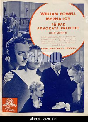 Annunci commerciali cechi per WILLIAM POWELL MYRNA LOY e una MERKEL in EVELYN PRENTICE / PRIPAD 1934 regista WILLIAM K. HOWARD libro W.E. Woodward sceneggiatura Lenore J. Coffee Metro Goldwyn Mayer (MGM) Foto Stock