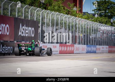 31 maggio 2024, Detroit, mi, Stati Uniti: Pilota DELLA SERIE NTT INDYCAR, ROMAIN GROSJEAN (77) di Ginevra, Svizzera, pratica per il Gran Premio di Detroit nelle strade di Detroit a Detroit, mi. (Credit Image: © Walter G. Arce Sr./ASP via ZUMA Press Wire) SOLO USO EDITORIALE! Non per USO commerciale! Foto Stock