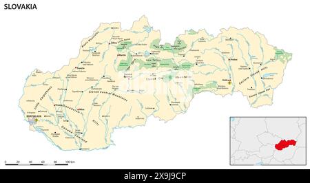 Mappa vettoriale della Repubblica slovacca Foto Stock