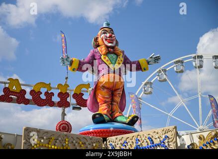 Clown Figur, Frühlingsfest, Festplatz, Tegel, Reinickendorf, Berlino, Germania Foto Stock