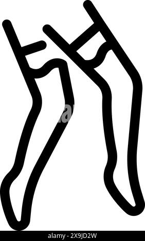 Illustrazione vettoriale dell'icona di un paio di stampelle con una semplice silhouette nera Illustrazione Vettoriale
