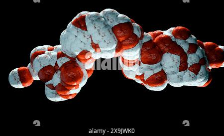 Molecola del peptide 1 (GLP1, 7-36) simile al glucagone, un potente ormone antiiperglicemico. Un neuropeptide e una struttura chimica incretina. trattamento di di Foto Stock