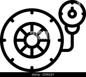 Illustrazione semplificata di un manometro in bianco e nero, perfetto per manuali tecnici e infografiche Illustrazione Vettoriale