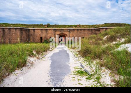 Fort Massachusetts su Ship Island nel Mississippi, parte del Gulf Islands National Seashore. Foto Stock