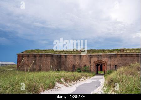 Fort Massachusetts su Ship Island nel Mississippi, parte del Gulf Islands National Seashore. Foto Stock