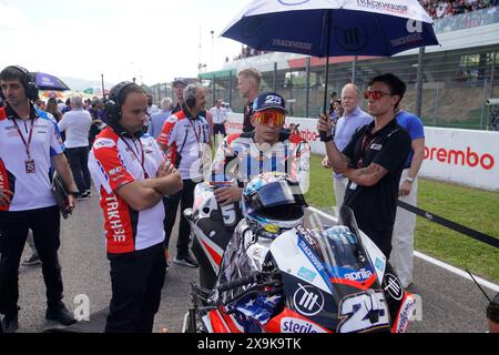 Barberino di Mugello, Italia. 1 giugno 2024. Foto Alessandro la Rocca/LaPresse30-06-2024, GRAN PREMIO D'ITALIA Brembo Sport-Motociclismo-Motomondiale GRAN PREMIO D'ITALIA Brembo- autodromo Internazionale del Mugello- 2024-MotoGP- Tissot Sprint nella foto: Raul Fernandez -Aprilia foto Alessandro la Rocca/ credito: LaPresse/Alamy Live News Foto Stock