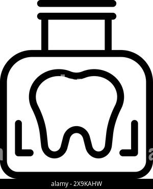 Illustrazione vettoriale di un'icona della salute dentale con un dente stilizzato all'interno di una bottiglia Illustrazione Vettoriale