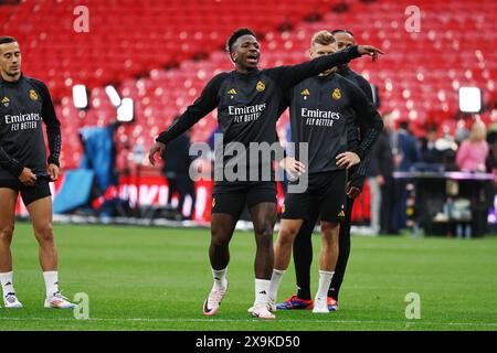 Londra, Regno Unito. 31 maggio 2024. Vinicius Junior (Real) calcio: Finale di UEFA Champions League 2024 London MD-1 sessione di allenamento allo stadio Wembley di Londra, Inghilterra . Crediti: Mutsu Kawamori/AFLO/Alamy Live News Foto Stock