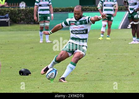 Treviso, Italia. 1 giugno 2024. Immagini della partita URC tra BENETTON RUGBY e Edinburgh Rugby allo stadio Monigo, Italia, il 1° giugno 2024 durante la partita Benetton Rugby vs Edinburgh Rugby, United Rugby Championship a Treviso, Italia, 01 giugno 2024 Credit: Independent Photo Agency/Alamy Live News Foto Stock