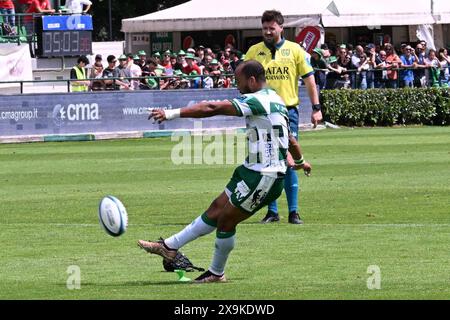 Treviso, Italia. 1 giugno 2024. Immagini della partita URC tra BENETTON RUGBY e Edinburgh Rugby allo stadio Monigo, Italia, il 1° giugno 2024 durante la partita Benetton Rugby vs Edinburgh Rugby, United Rugby Championship a Treviso, Italia, 01 giugno 2024 Credit: Independent Photo Agency/Alamy Live News Foto Stock