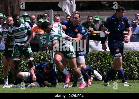 Treviso, Italia. 1 giugno 2024. Immagini della partita URC tra BENETTON RUGBY e Edinburgh Rugby allo stadio Monigo, Italia, il 1° giugno 2024 durante la partita Benetton Rugby vs Edinburgh Rugby, United Rugby Championship a Treviso, Italia, 01 giugno 2024 Credit: Independent Photo Agency/Alamy Live News Foto Stock