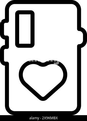 Icona minimalista della batteria Love con simbolo del cuore e concetto di energia in bianco e nero Design minimalista per la ricarica dell'energia e semplice elemento vettoriale dell'iconografia grafica Illustrazione Vettoriale