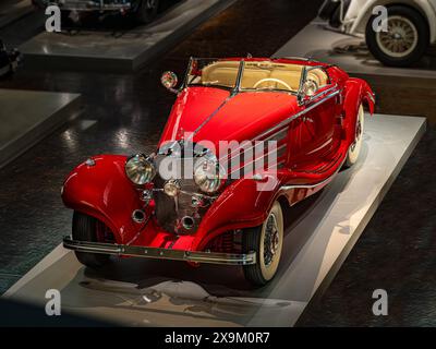 Mercedes Benz 500 K Spezial Roadster (1936). Museo Mercedes Benz, Mercedes-Benz World di Stoccarda, Baden Wuertemberg, Germania, Europa Foto Stock