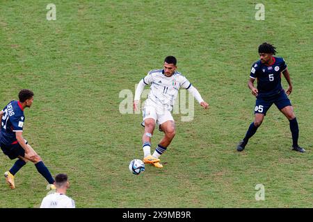 Estadio Mendoza Mendoza, Argentina - maggio 27: L'italiano Daniele Montevago passa il pallone durante la partita del gruppo D della Coppa del mondo FIFA U-20 Argentina 2023 tra Repubblica Dominicana e Italia allo stadio Mendoza il 27 maggio 2023 a Mendoza, Argentina. (Foto di SPP) (Eurasia Sport Images / SPP) Foto Stock