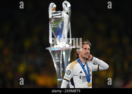 Londra, Regno Unito. 1 giugno 2024. Luka Modric del Real Madrid durante la finale di UEFA Champions League tra Borussia Dortmund e Real Madrid giocata allo stadio di Wembley il 1° giugno 2024 a Londra, Inghilterra. (Foto di Bagu Blanco/PRESSINPHOTO) credito: PRESSINPHOTO SPORTS AGENCY/Alamy Live News Foto Stock