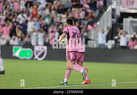 Fort Lauderdale, Florida, Stati Uniti. 1 giugno 2024. FORT LAUDERDALE (FL) 01/06/2024-PARTITA-CAMPIONATO-il giocatore messi celebra il suo gol, durante una partita tra Inter Miami e St. Louis City valida per il 17° round di MLS. Il sabato sera (1), si tiene al Chase Stadium, nella città di Fort Lauderdale. (Credit Image: © Pedro Paulo Diaz/TheNEWS2 via ZUMA Press Wire) SOLO PER USO EDITORIALE! Non per USO commerciale! Crediti: ZUMA Press, Inc./Alamy Live News Foto Stock