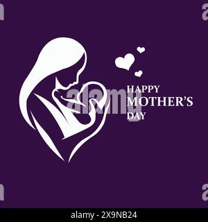 Biglietto d'auguri per la festa della mamma per i post sui social media e la stampa. vettore Illustrazione Vettoriale