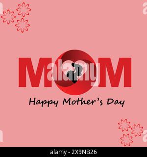 Happy Mother's Day 2026 poster di celebrazione Illustrazione Vettoriale