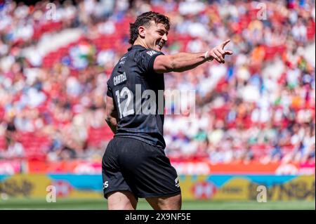 Madrid, Madrid, Spagna. 1 giugno 2024. Leroy Carter della nuova Zelanda celebra la sua prova durante il Madrid Rugby Sevens allo stadio Civitas Metropolitano il 1° giugno 2024 a Madrid, Spagna. (Credit Image: © Alberto Gardin/ZUMA Press Wire) SOLO PER USO EDITORIALE! Non per USO commerciale! Foto Stock