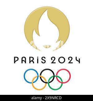 Logo delle Olimpiadi estive del 2024 a Parigi in Francia Foto Stock