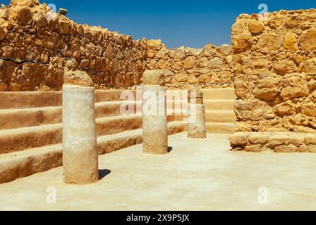 Le rovine del palazzo della Masada di re Erode, Israele Foto Stock