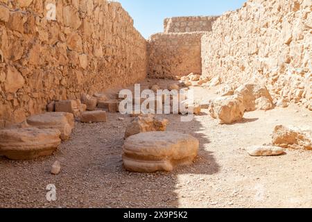 Le rovine del palazzo della Masada di re Erode, Israele Foto Stock
