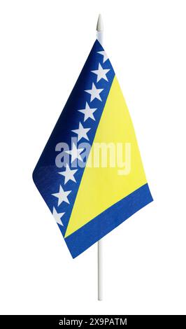 Bosnia Erzegovina Desk Flag ritagliato sul bianco. Foto Stock