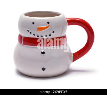 Tazza Winter Snowman Cut Out onWhite. Foto Stock