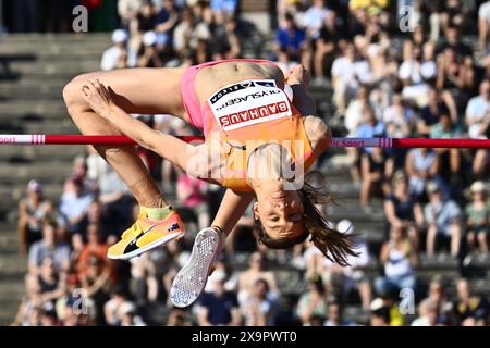 Stoccolma, Svezia. 2 giugno 2024. STOCCOLMA, SVEZIA 20240602 Iryna Herashchenko (Iryna Gerashchenko), Ucraina durante il salto in alto femminile durante il Diamond League Bauhaus Athletics Gala allo Stockholm Stadium, a Stoccolma, Svezia, 2 giugno 2024. Foto: Anders Wiklund/TT/codice 10040 credito: TT News Agency/Alamy Live News Foto Stock