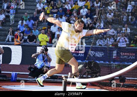 Stoccolma, Svezia. 2 giugno 2024. STOCCOLMA, SVEZIA 20240602Daniel Ståhl, Svezia, durante il lancio del disco maschile durante il Diamond League Bauhaus Athletics Gala allo Stockholm Stadium, a Stoccolma, Svezia, 2 giugno 2024. Foto: Anders Wiklund/TT/codice 10040 credito: TT News Agency/Alamy Live News Foto Stock