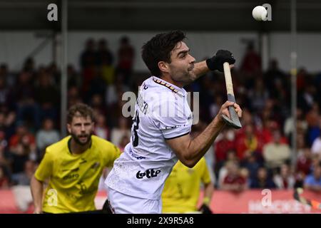 Anversa, Belgio. 2 giugno 2024. Arthur de Sloover, il belga, raffigurato in azione durante una partita di hockey tra la nazionale belga dei Red Lions e l'Australia, partita 12/16 nella fase a gironi della FIH Pro League maschile 2024, domenica 2 giugno 2024, ad Anversa. BELGA FOTO DIRK WAEM credito: Belga News Agency/Alamy Live News Foto Stock