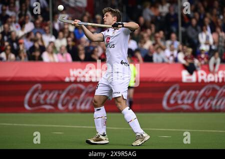 Anversa, Belgio. 2 giugno 2024. Il belga Victor Wegnez, raffigurato in azione durante una partita di hockey tra la nazionale belga dei Red Lions e l'Australia, partita 12/16 nella fase a gironi della FIH Pro League maschile 2024, domenica 2 giugno 2024, ad Anversa. BELGA FOTO DIRK WAEM credito: Belga News Agency/Alamy Live News Foto Stock